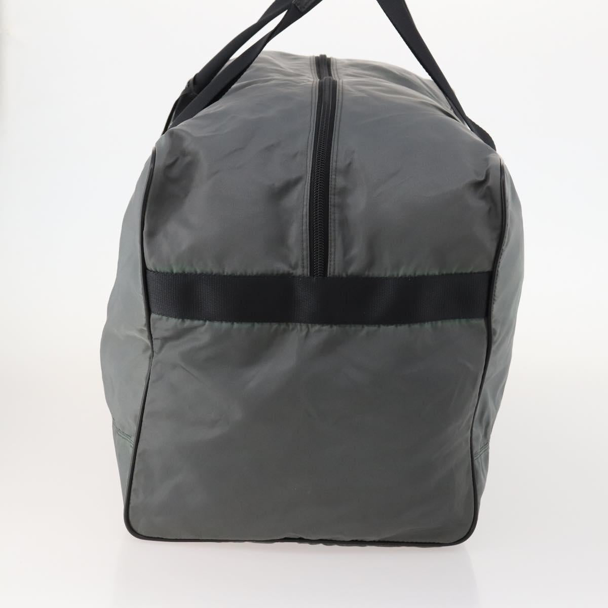 PRADA Boston Bag Nylon Gray Silver Auth am10771