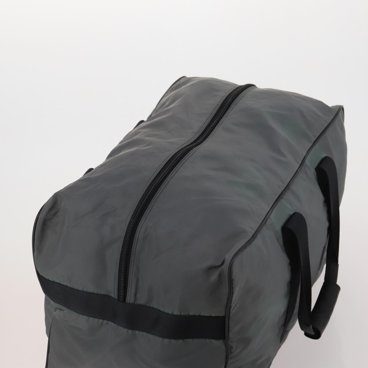 PRADA Boston Bag Nylon Gray Silver Auth am10771