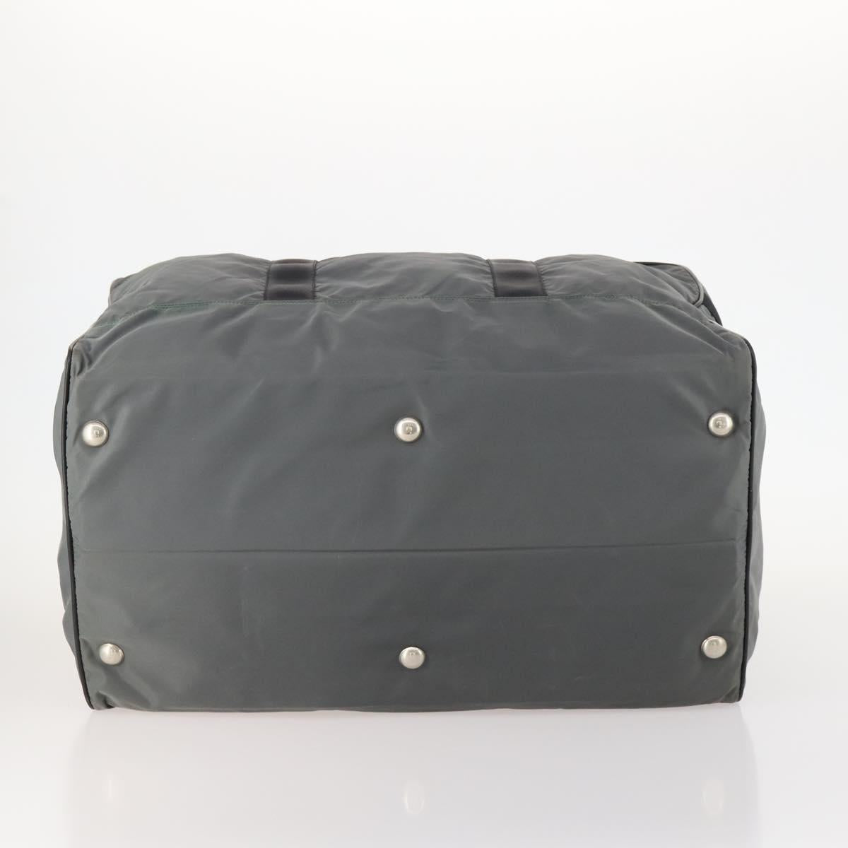 PRADA Boston Bag Nylon Gray Silver Auth am10771