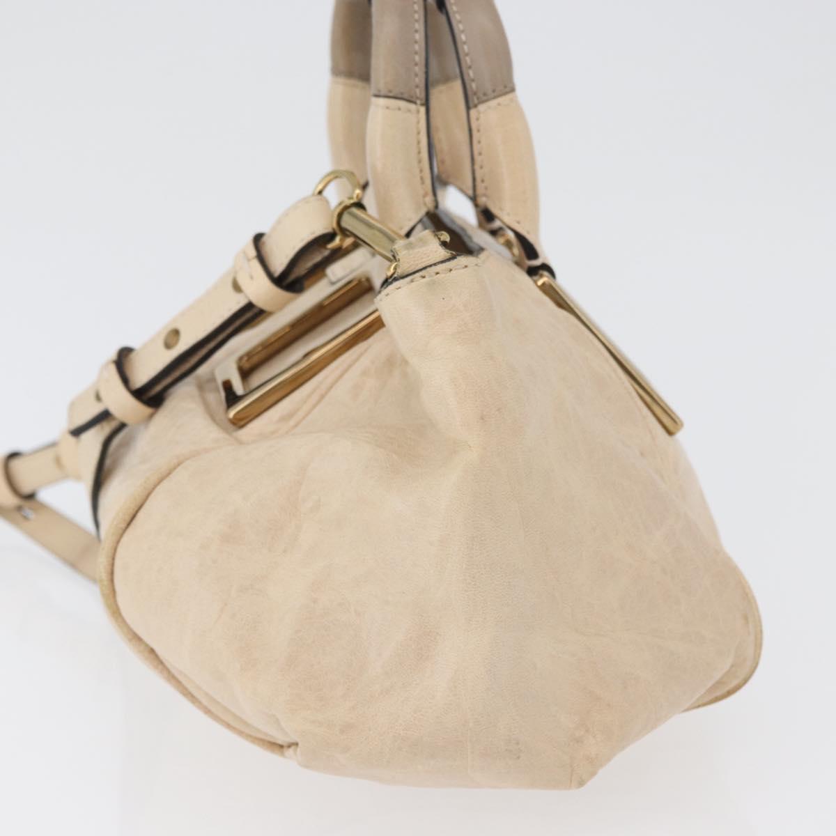 Chloe Etel Hand Bag Leather 2way Beige Gold Auth am10775