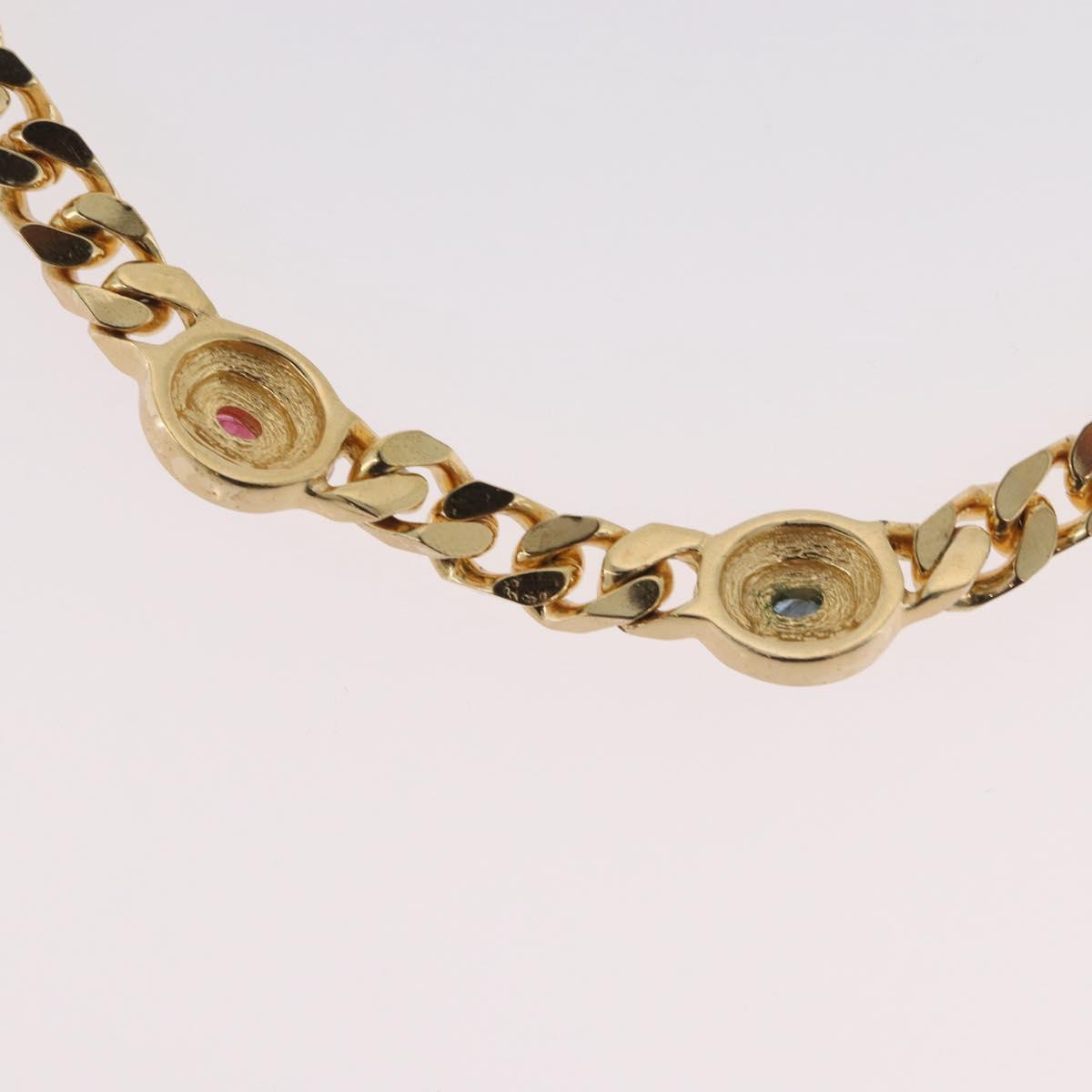 Christian Dior Color stone rhinestone Necklace metal 2 Set Gold Auth am10776V