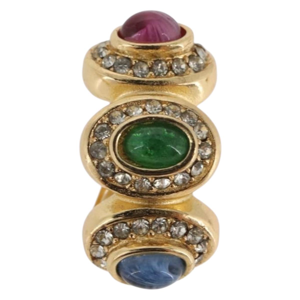 Christian Dior Color stone rhinestone Necklace metal 2 Set Gold Auth am10776V