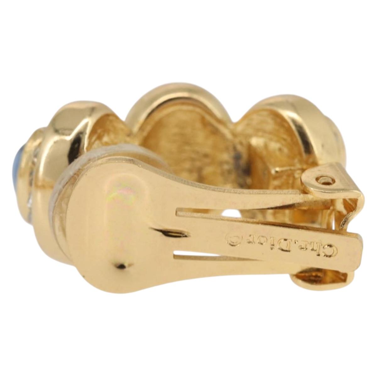 Christian Dior Color stone rhinestone Necklace metal 2 Set Gold Auth am10776V