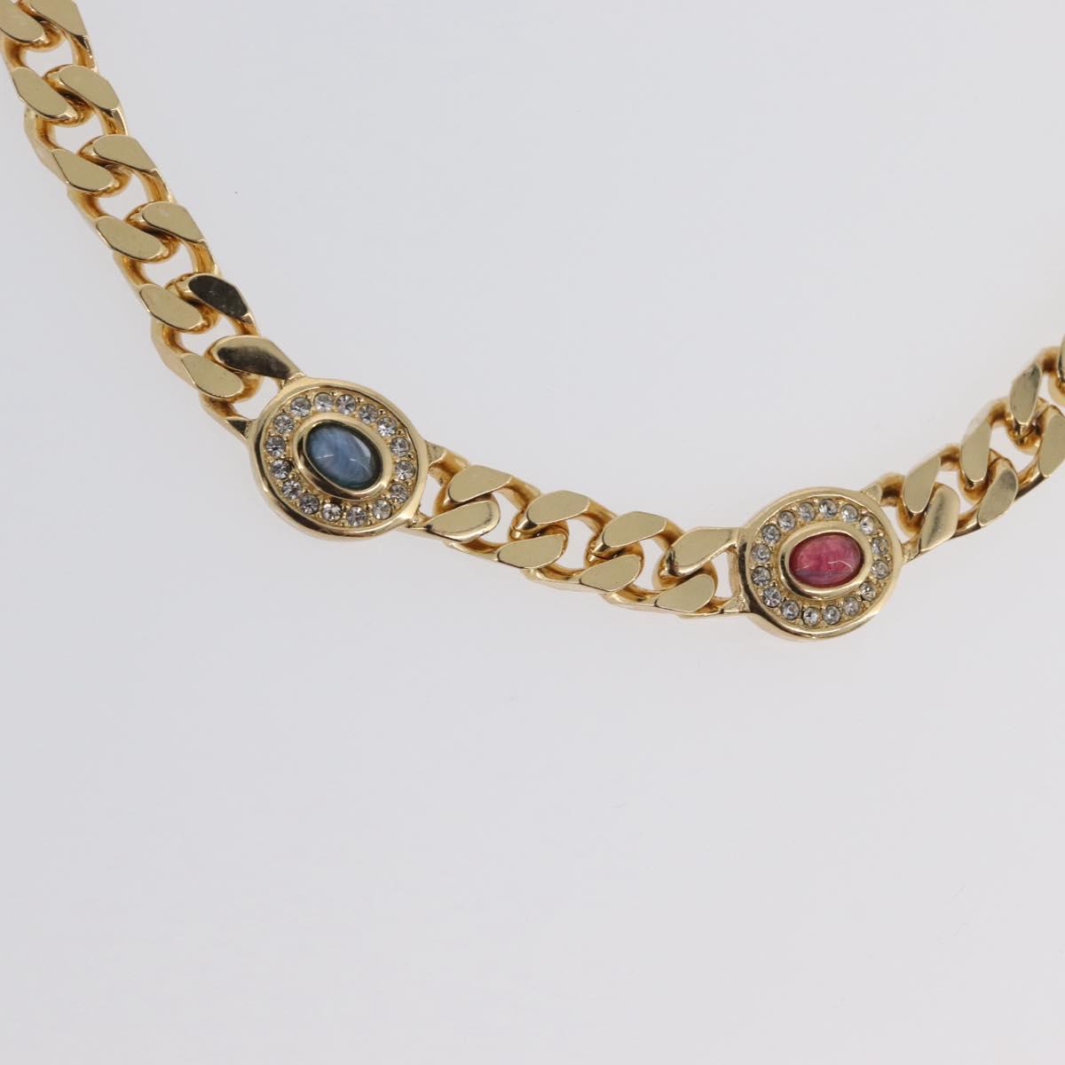 Christian Dior Color stone rhinestone Necklace metal 2 Set Gold Auth am10776V