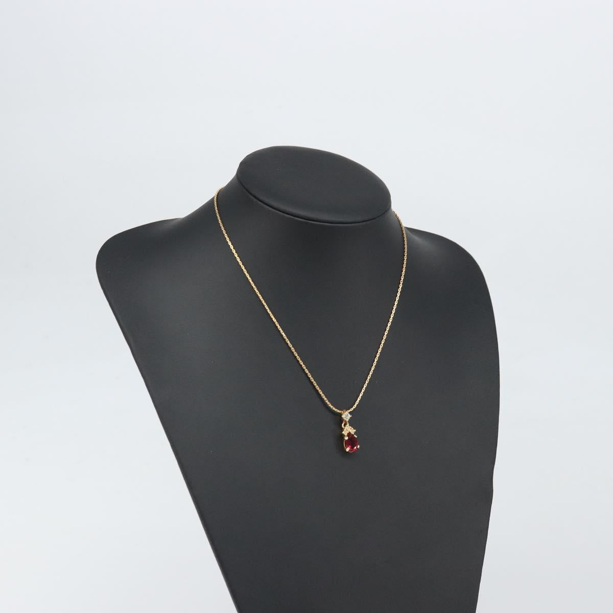 Christian Dior Color Stone Rhinestone Necklace metal Gold Auth am10778V