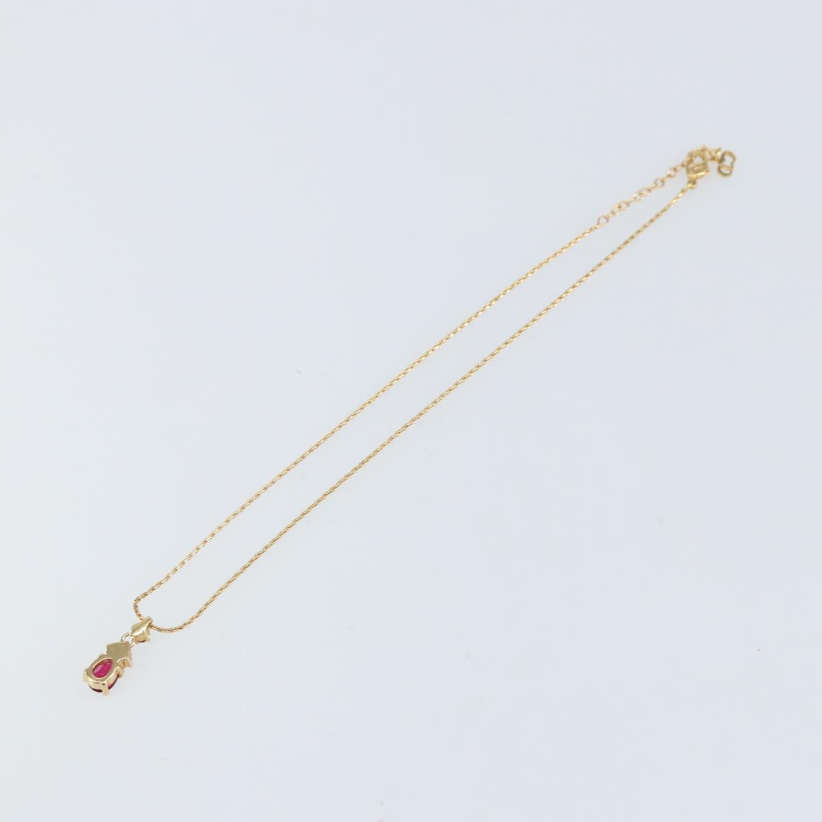 Christian Dior Color Stone Rhinestone Necklace metal Gold Auth am10778V