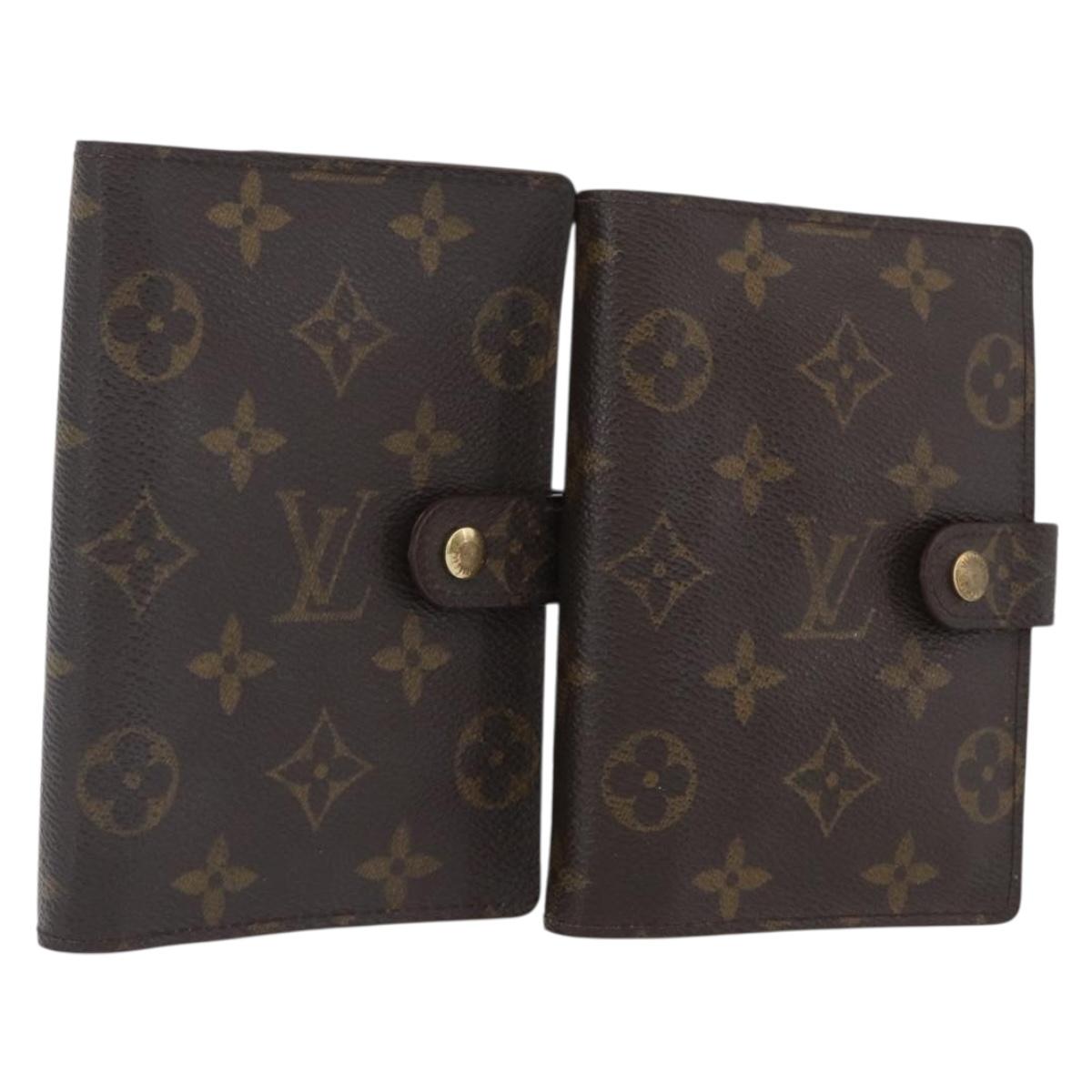 LOUIS VUITTON Monogram Agenda PM Day Planner Cover 2 Set R20005 LV Auth am10788