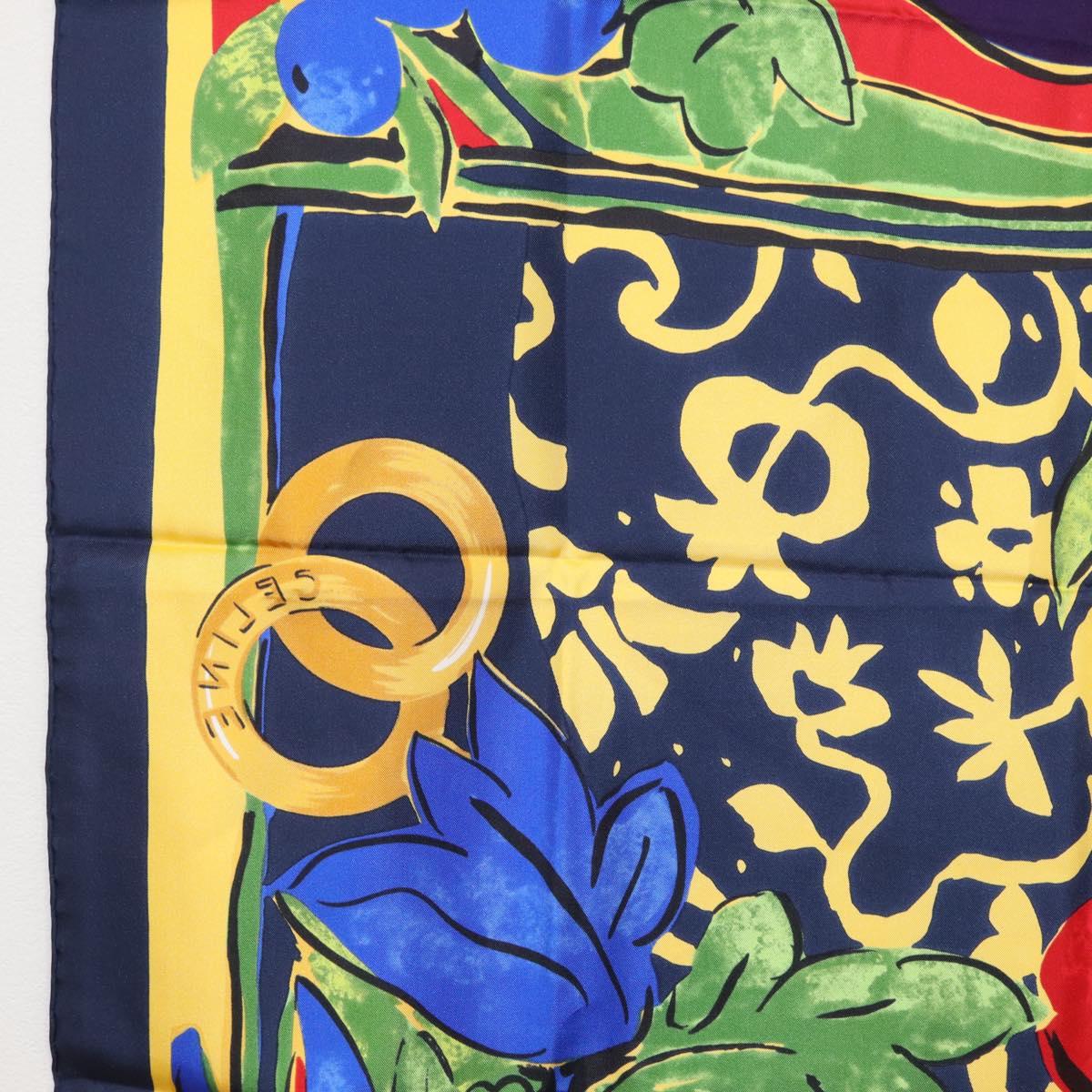 CELINE Scarf Silk Navy Auth am10790V