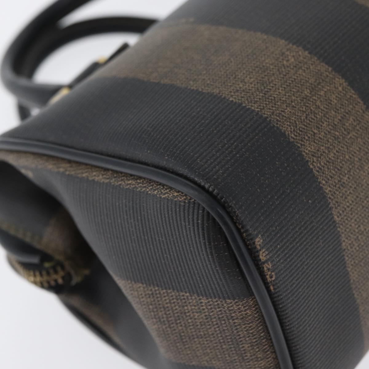 FENDI Pecan Canvas Mini Hand Bag PVC Brown Black Auth am10793V