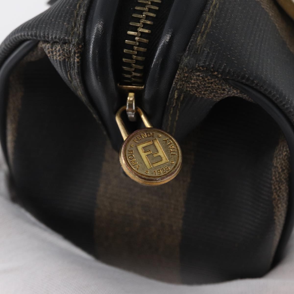 FENDI Pecan Canvas Mini Hand Bag PVC Brown Black Auth am10793V