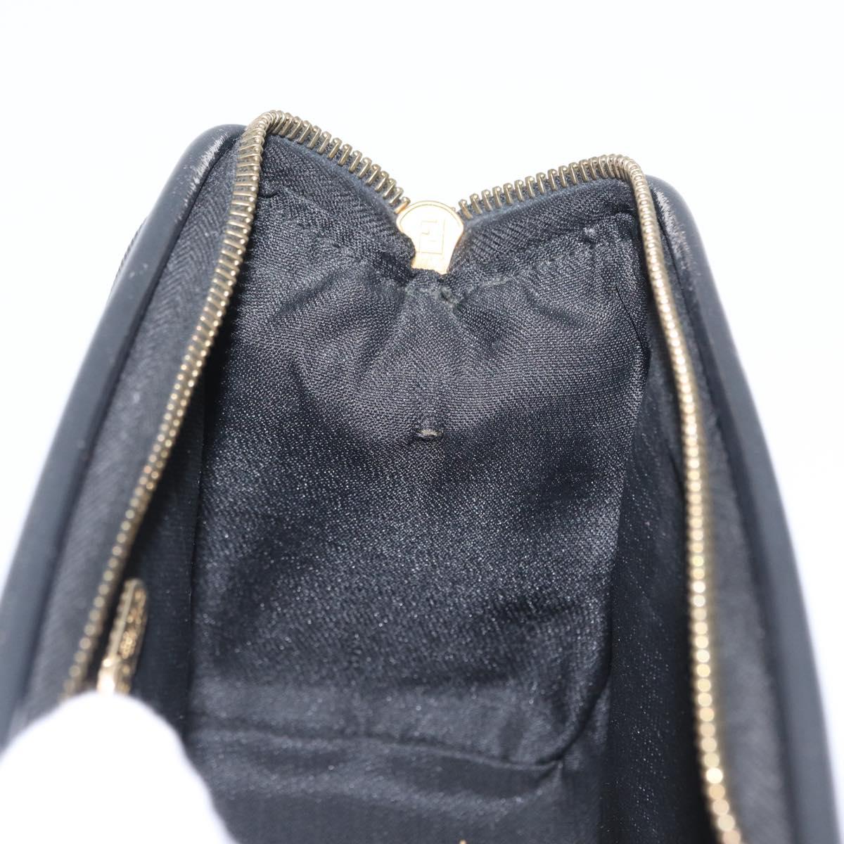 FENDI Pecan Canvas Mini Hand Bag PVC Brown Black Auth am10793V