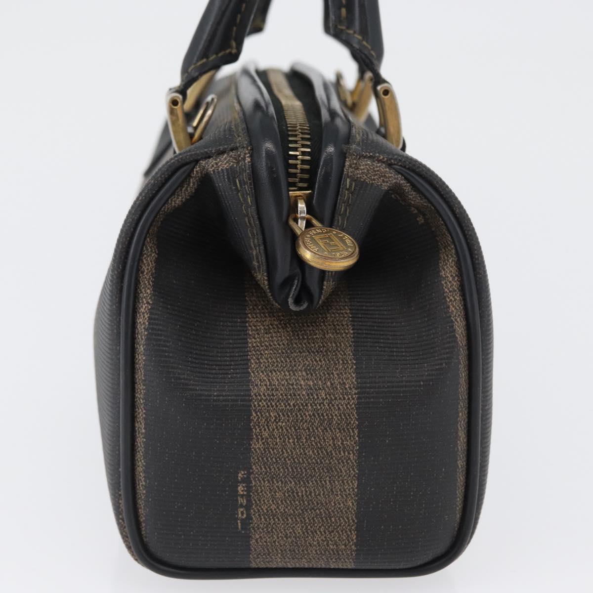 FENDI Pecan Canvas Mini Hand Bag PVC Brown Black Auth am10793V