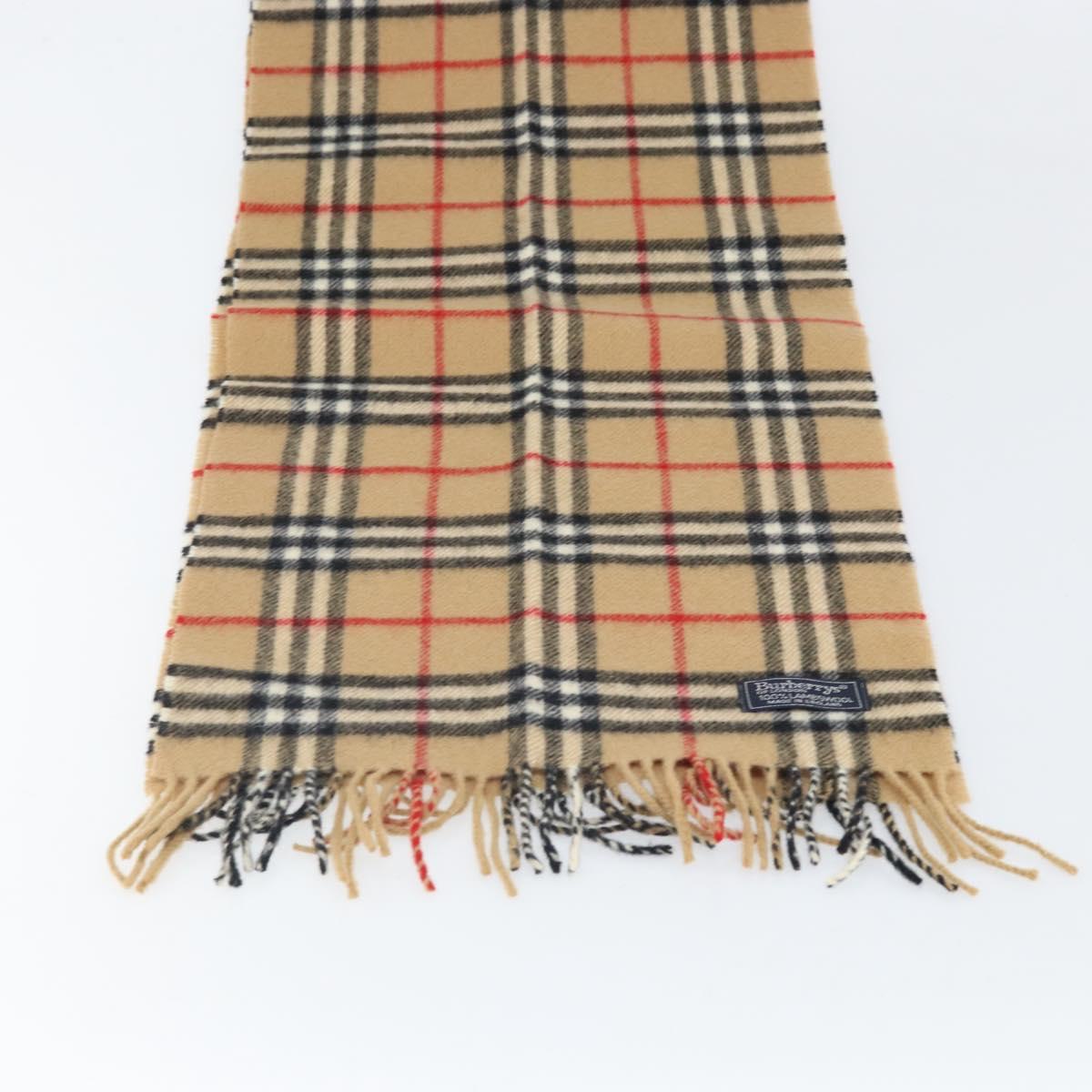 Burberrys Nova Check Scarf Wool Beige Auth am10794