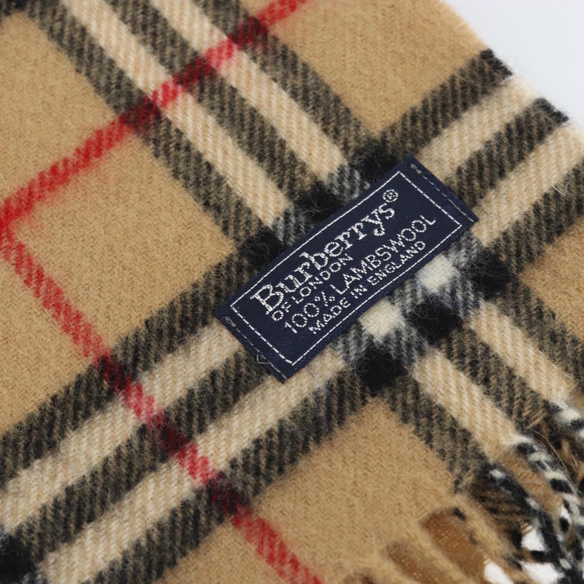 Burberrys Nova Check Scarf Wool Beige Auth am10794
