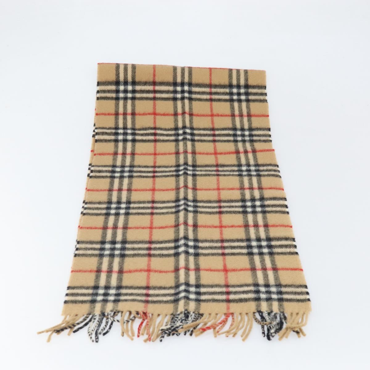 Burberrys Nova Check Scarf Wool Beige Auth am10794