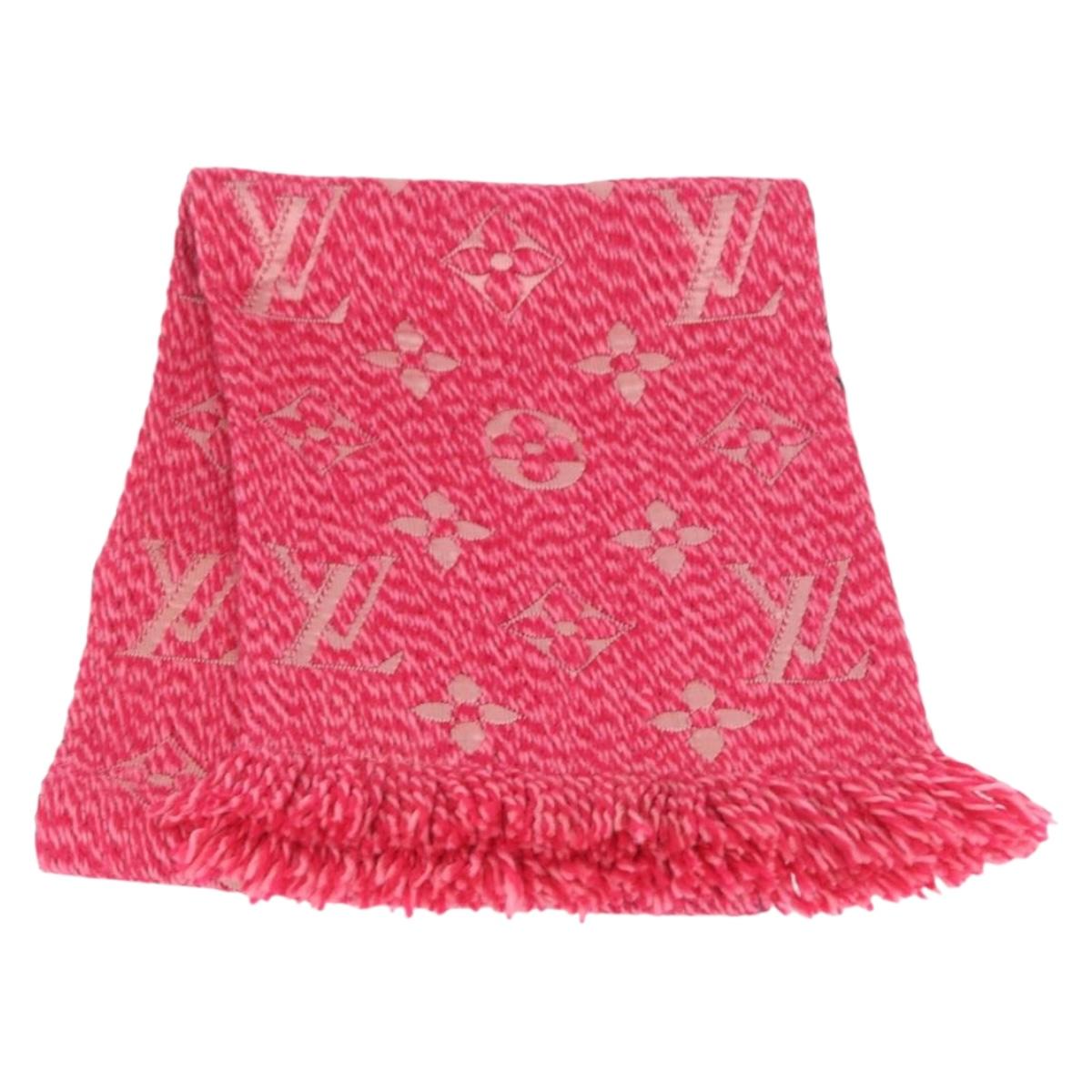 LOUIS VUITTON Monogram Escalp Logo Mania Scarf Wool Pink M78706 LV Auth am10800V