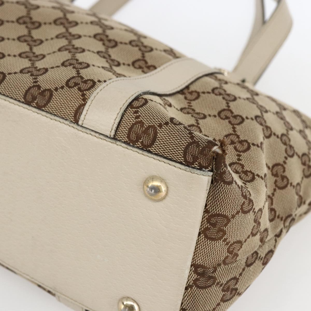 GUCCI GG Canvas Tote Bag Beige Gold 141470 Auth am10802