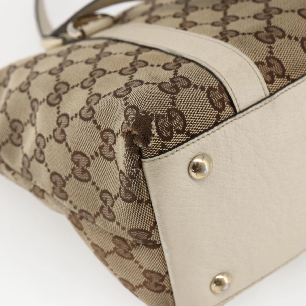 GUCCI GG Canvas Tote Bag Beige Gold 141470 Auth am10802