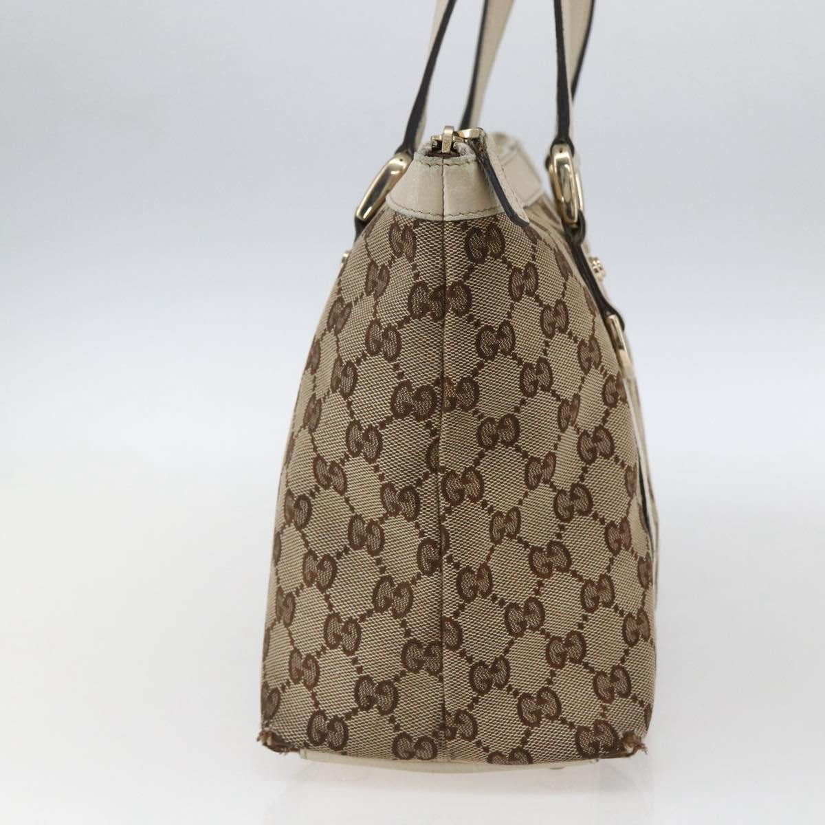 GUCCI GG Canvas Tote Bag Beige Gold 141470 Auth am10802
