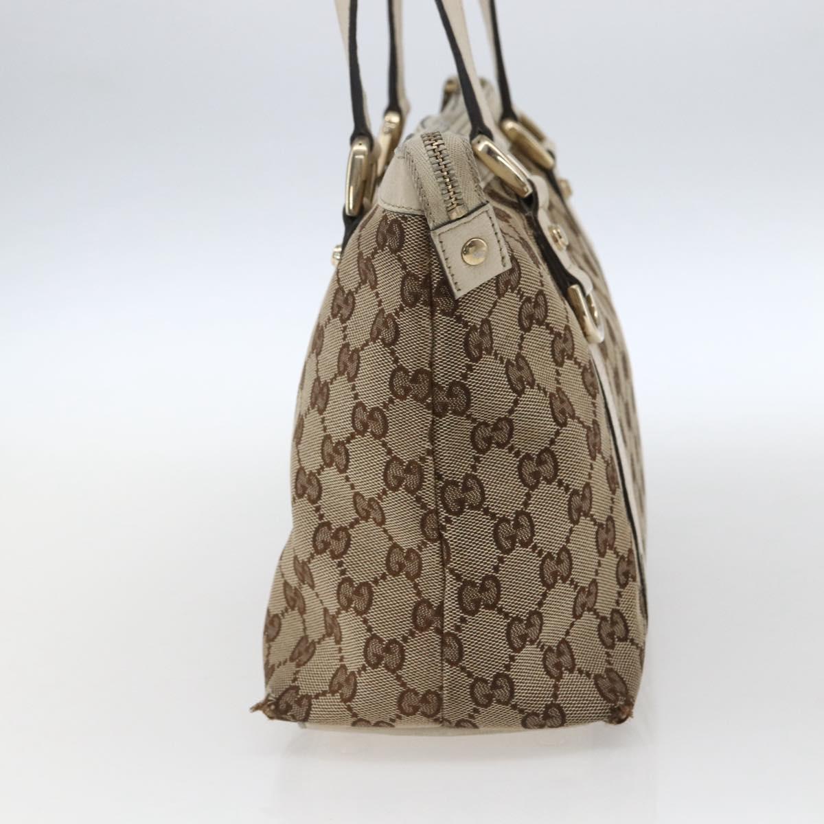 GUCCI GG Canvas Tote Bag Beige Gold 141470 Auth am10802