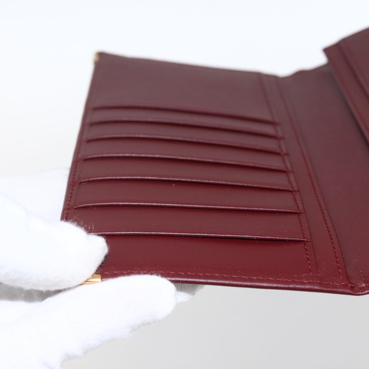 CARTIER Must Line Long Wallet Leather Bordeaux Gold Auth am10805V