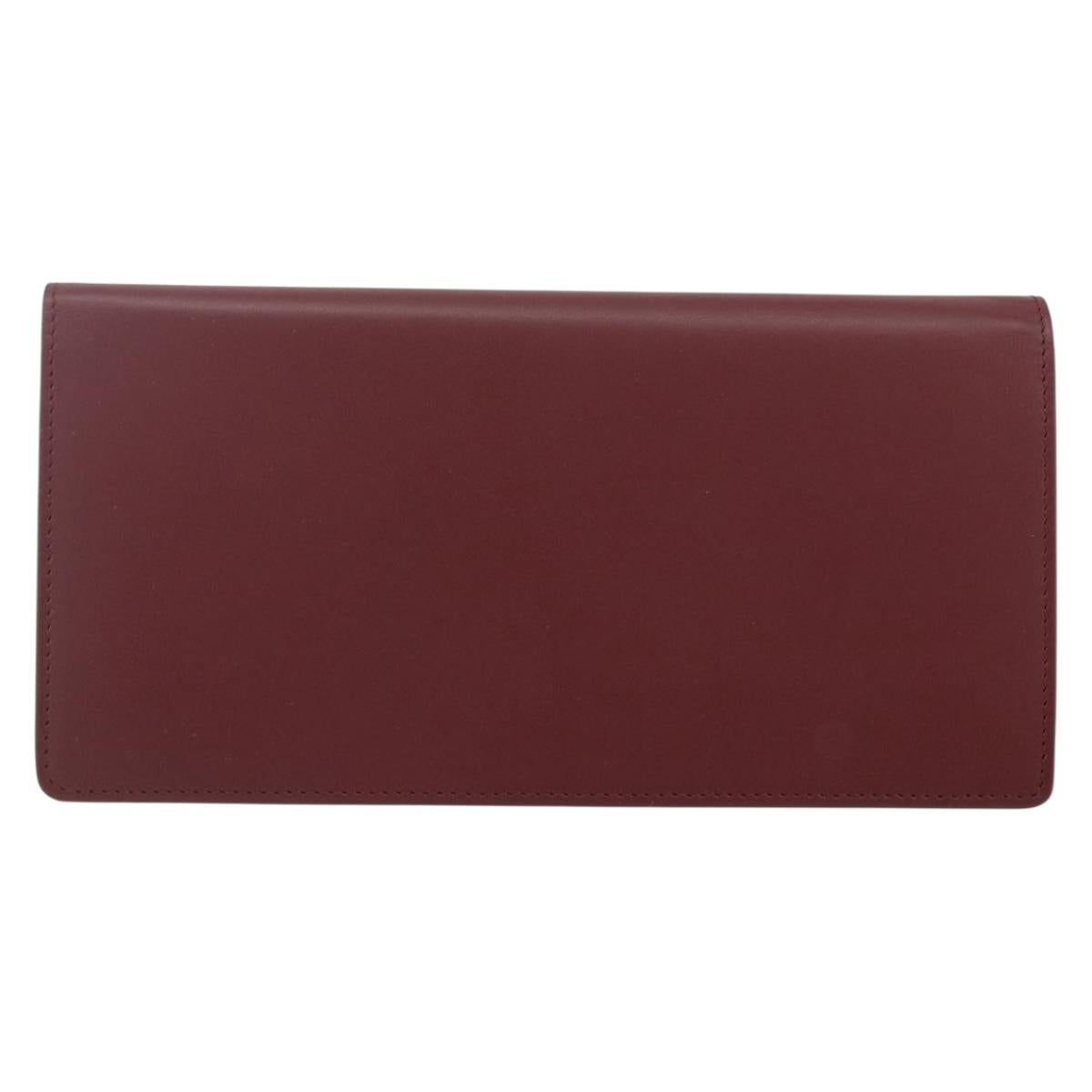 CARTIER Must Line Long Wallet Leather Bordeaux Gold Auth am10805V