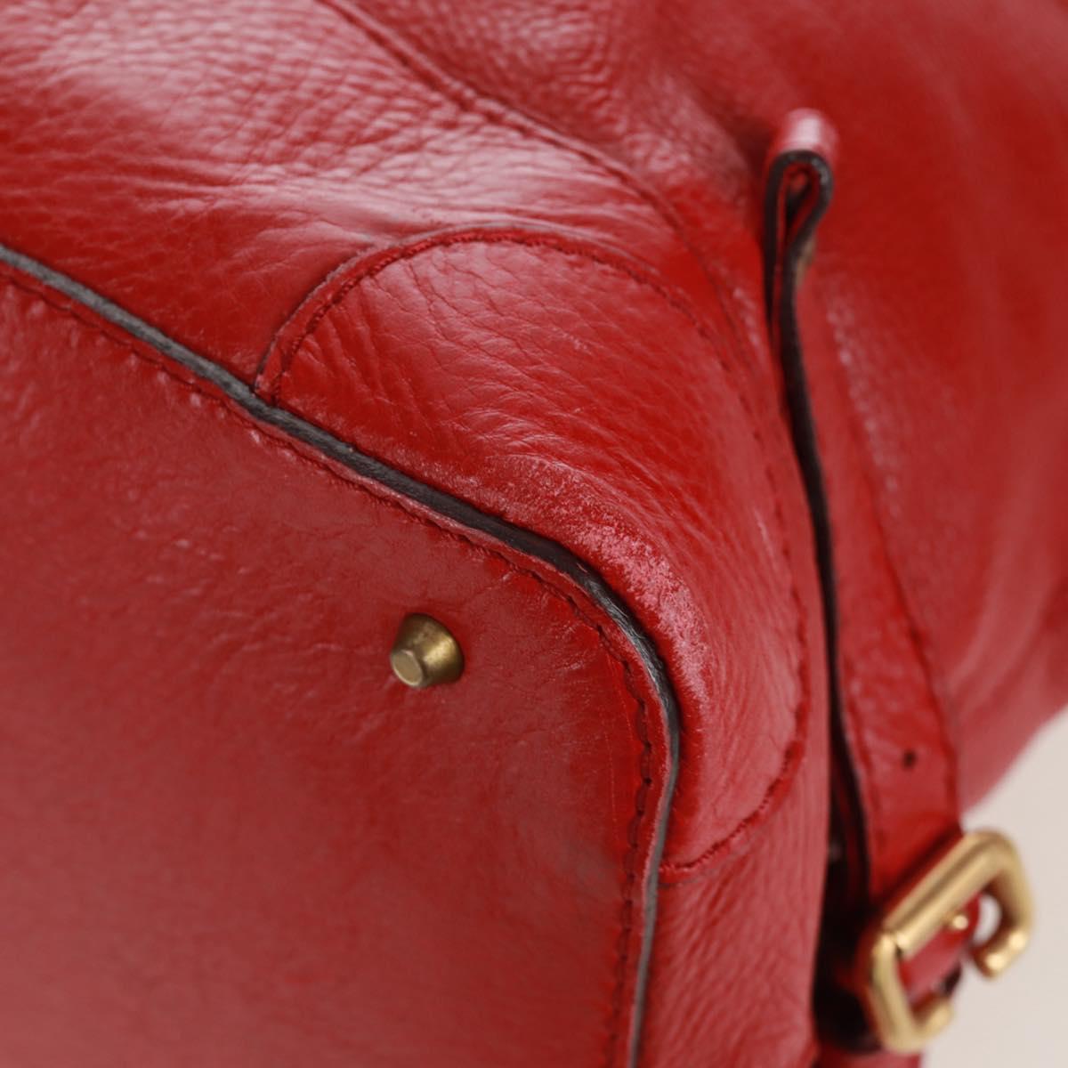 Chloe Paddington Hand Bag Leather Red Gold Auth am10806V