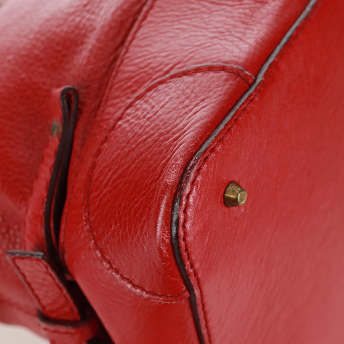 Chloe Paddington Hand Bag Leather Red Gold Auth am10806V