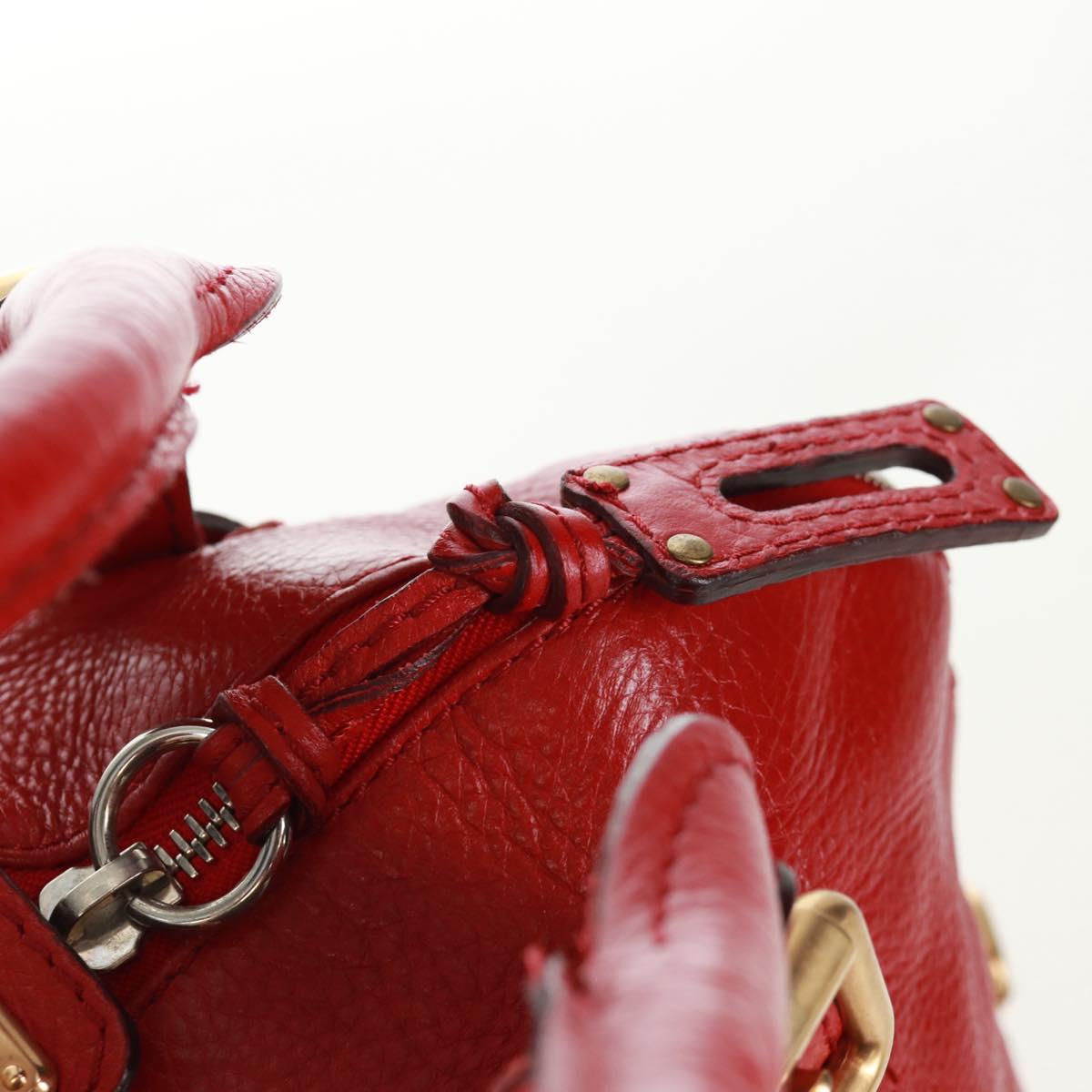 Chloe Paddington Hand Bag Leather Red Gold Auth am10806V