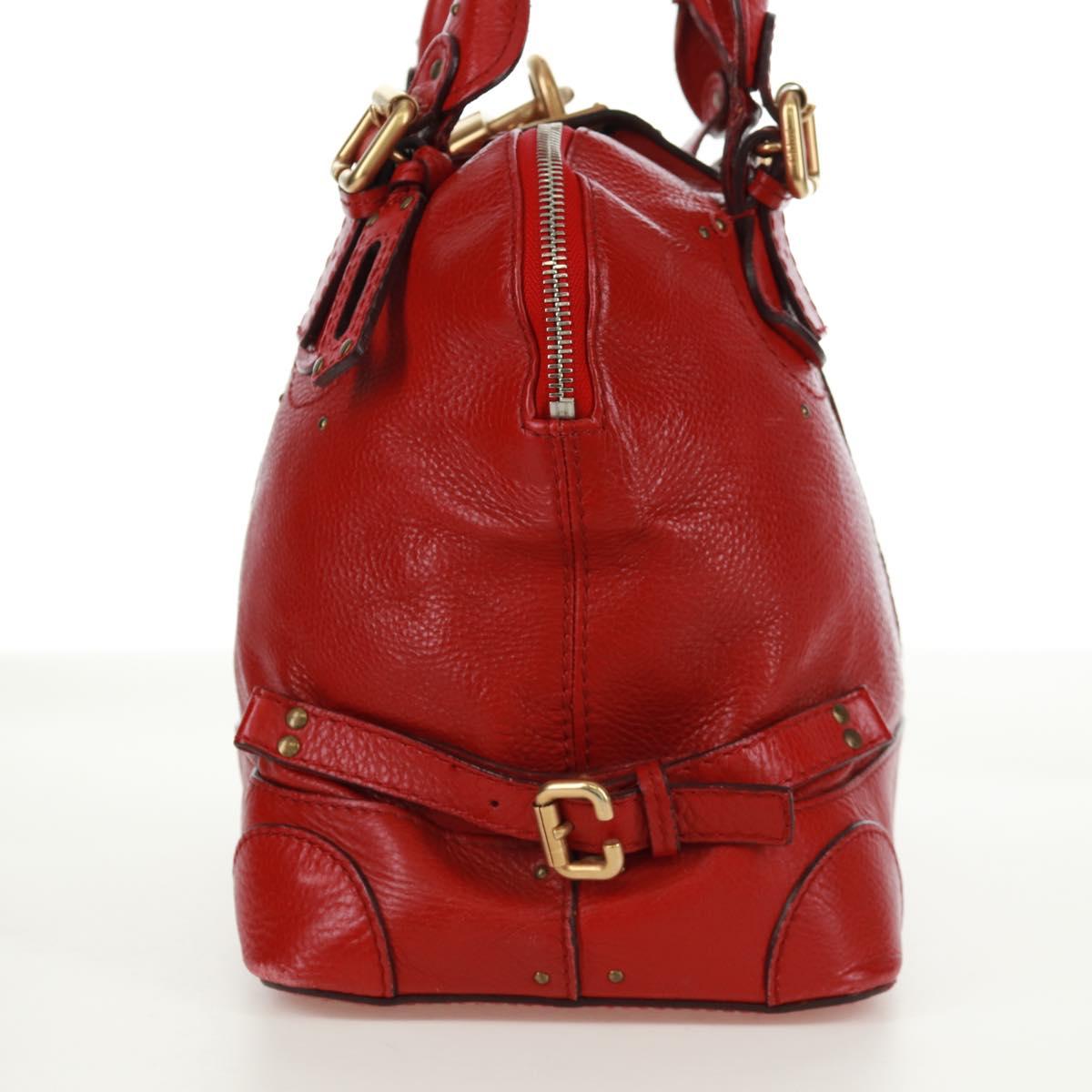 Chloe Paddington Hand Bag Leather Red Gold Auth am10806V