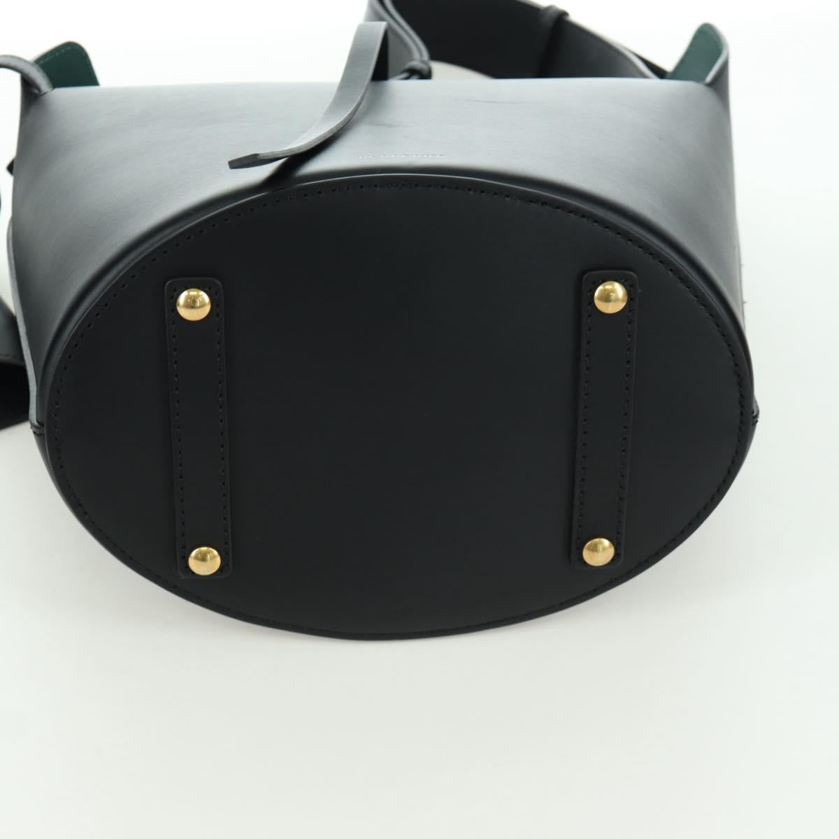 BURBERRY bucket Shoulder Bag Leather Black Gold Auth am10807V