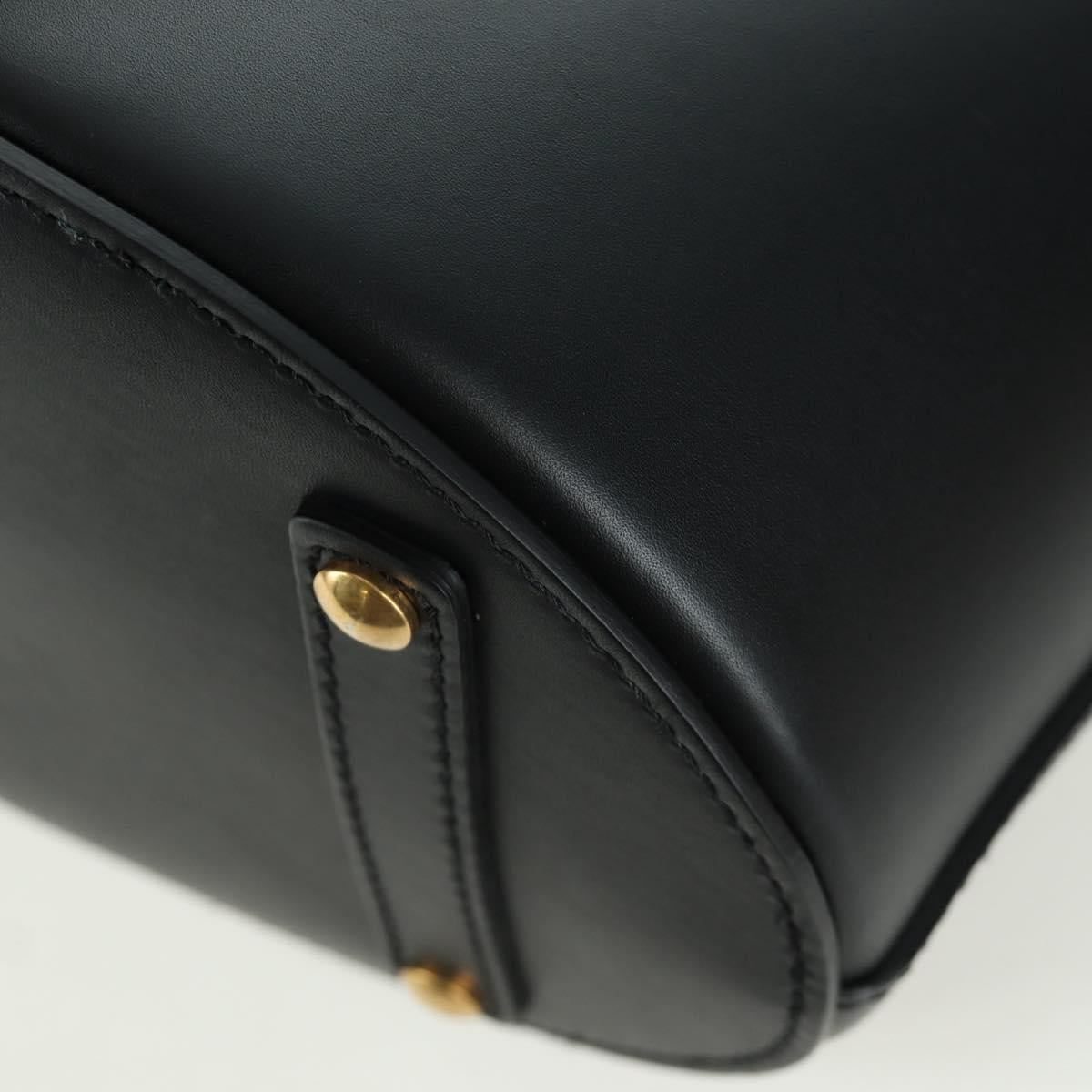 BURBERRY bucket Shoulder Bag Leather Black Gold Auth am10807V