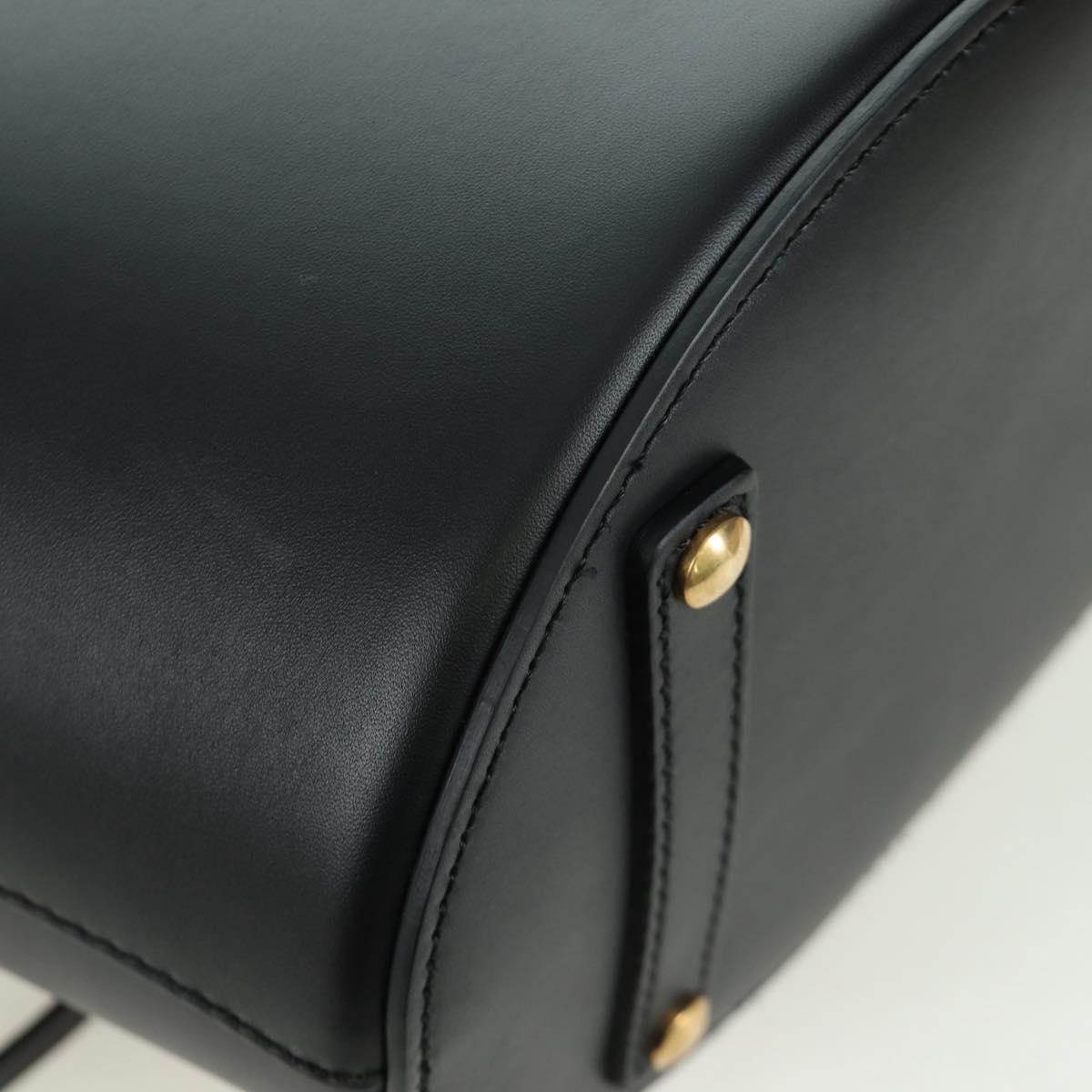 BURBERRY bucket Shoulder Bag Leather Black Gold Auth am10807V