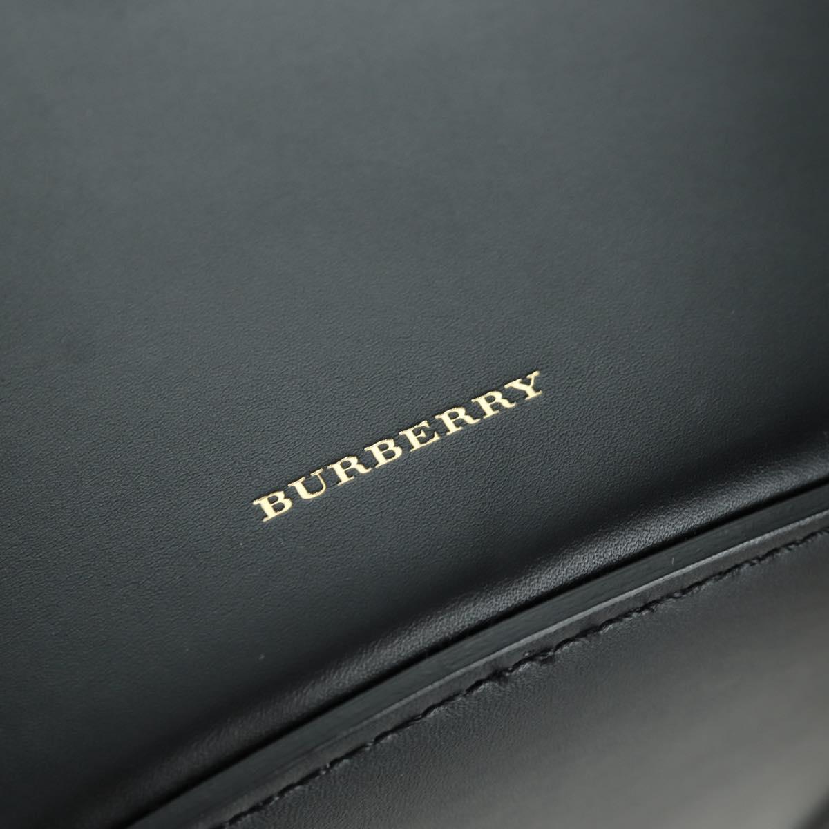BURBERRY bucket Shoulder Bag Leather Black Gold Auth am10807V