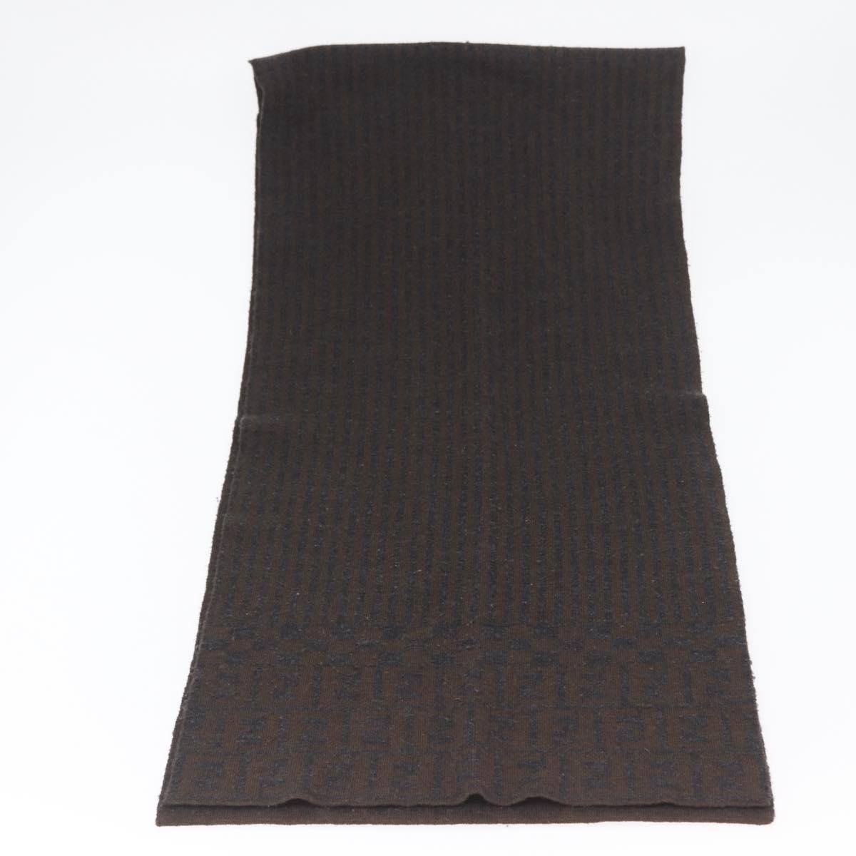 FENDI Zucca Scarf Wool Brown Auth am10811