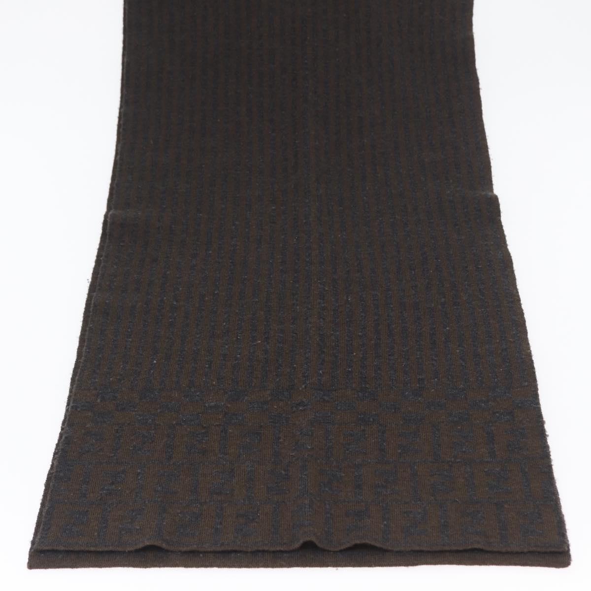 FENDI Zucca Scarf Wool Brown Auth am10811