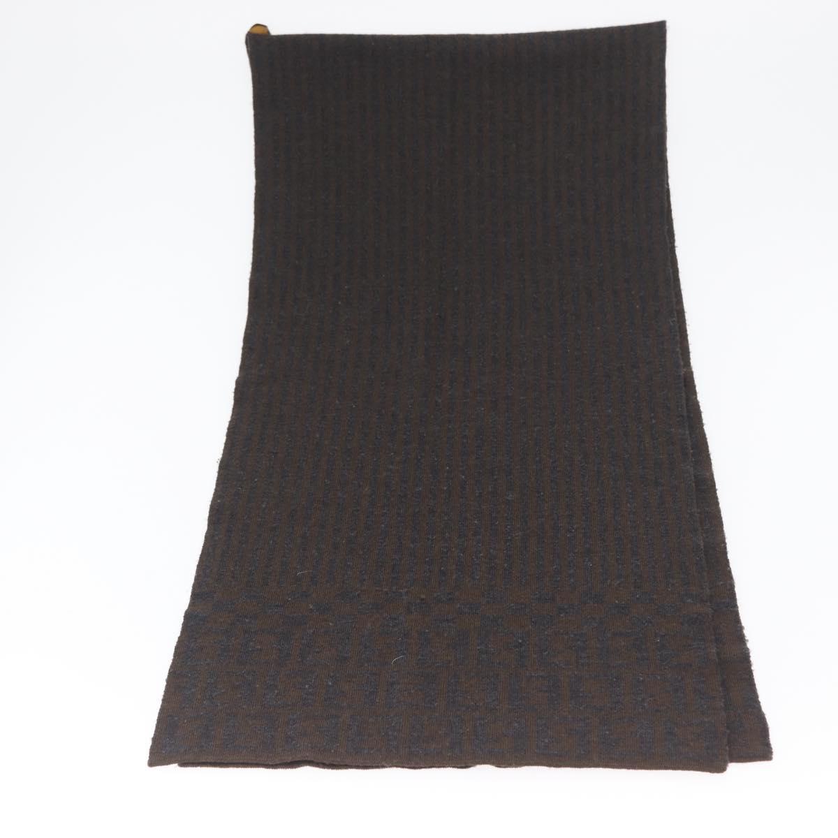 FENDI Zucca Scarf Wool Brown Auth am10811
