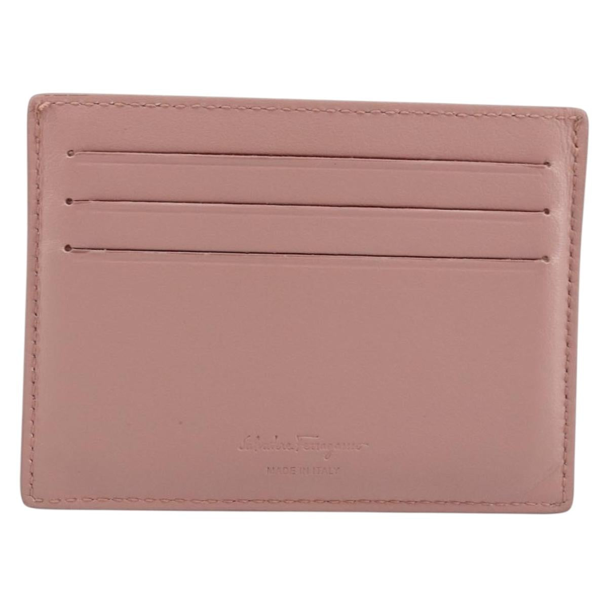 Salvatore Ferragamo Card Case Leather Pink Auth am10815V