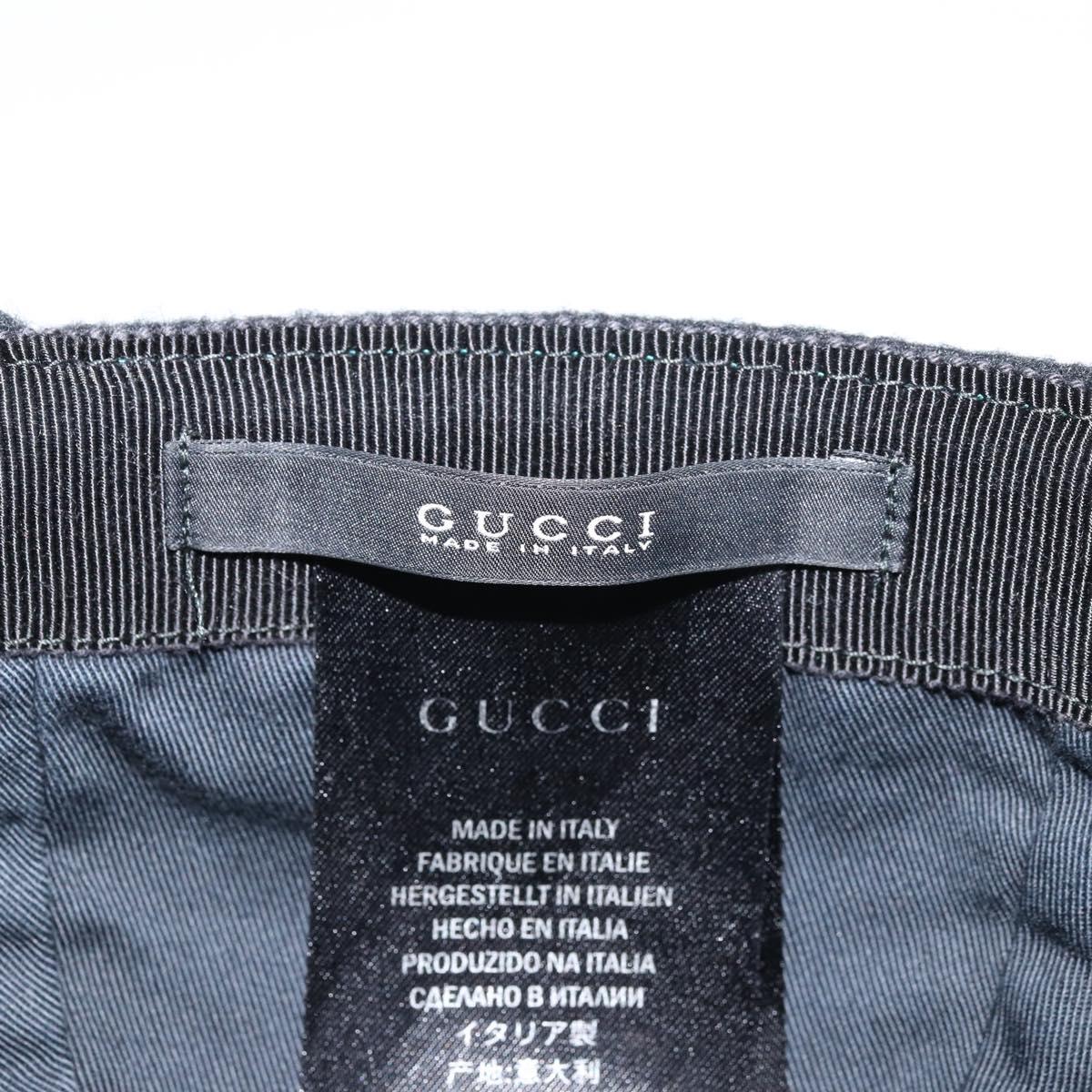 GUCCI Web Sherry Line Cap Wool L Black Red Green 353505 Auth am10816