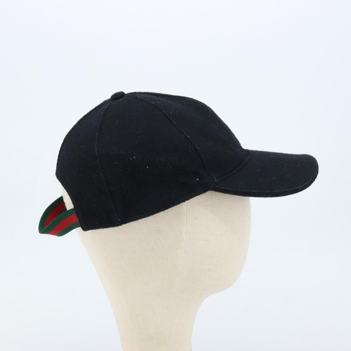 GUCCI Web Sherry Line Cap Wool L Black Red Green 353505 Auth am10816