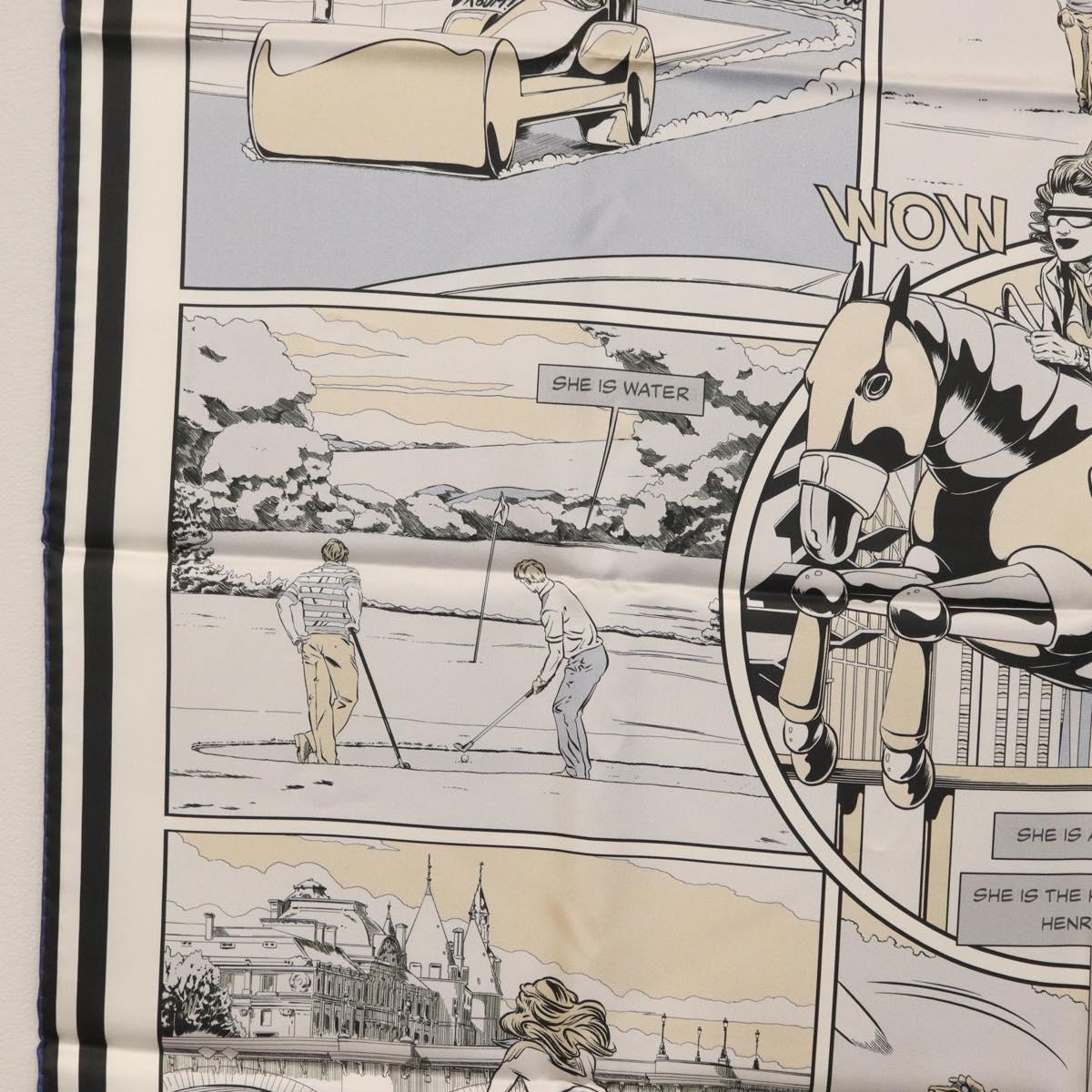 HERMES Carre 90 Scarf ""DOUBLE FACE WOW"" Silk Multicolor Auth am10818SAM