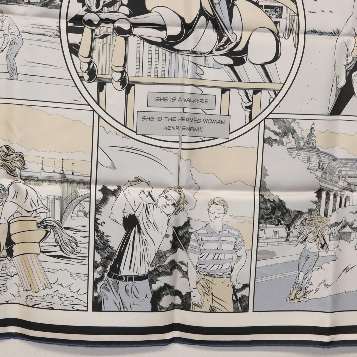 HERMES Carre 90 Scarf ""DOUBLE FACE WOW"" Silk Multicolor Auth am10818SAM