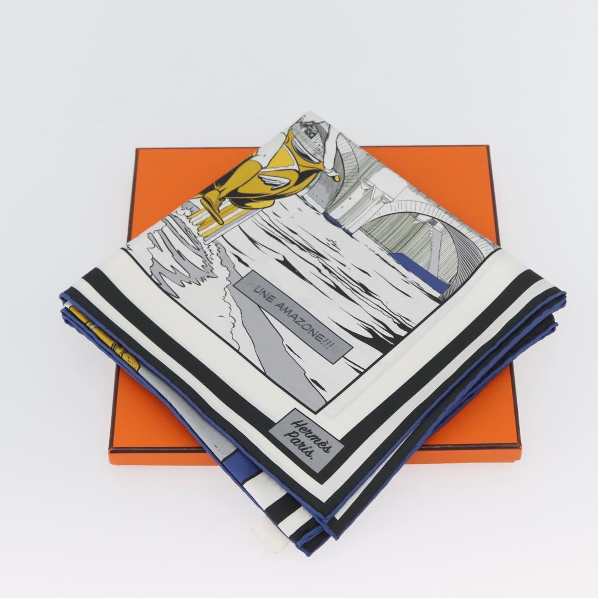 HERMES Carre 90 Scarf ""DOUBLE FACE WOW"" Silk Multicolor Auth am10818SAM