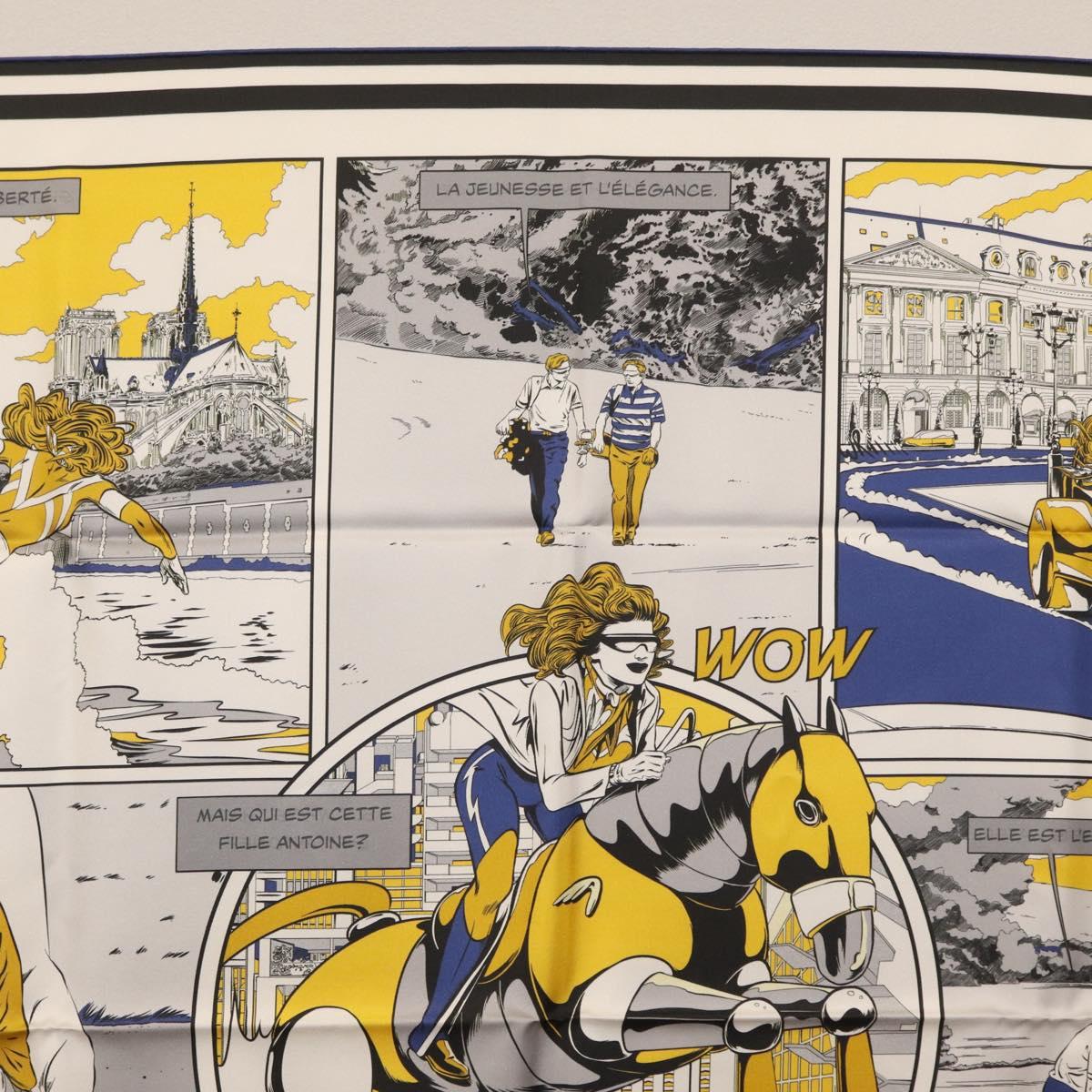 HERMES Carre 90 Scarf ""DOUBLE FACE WOW"" Silk Multicolor Auth am10818SAM