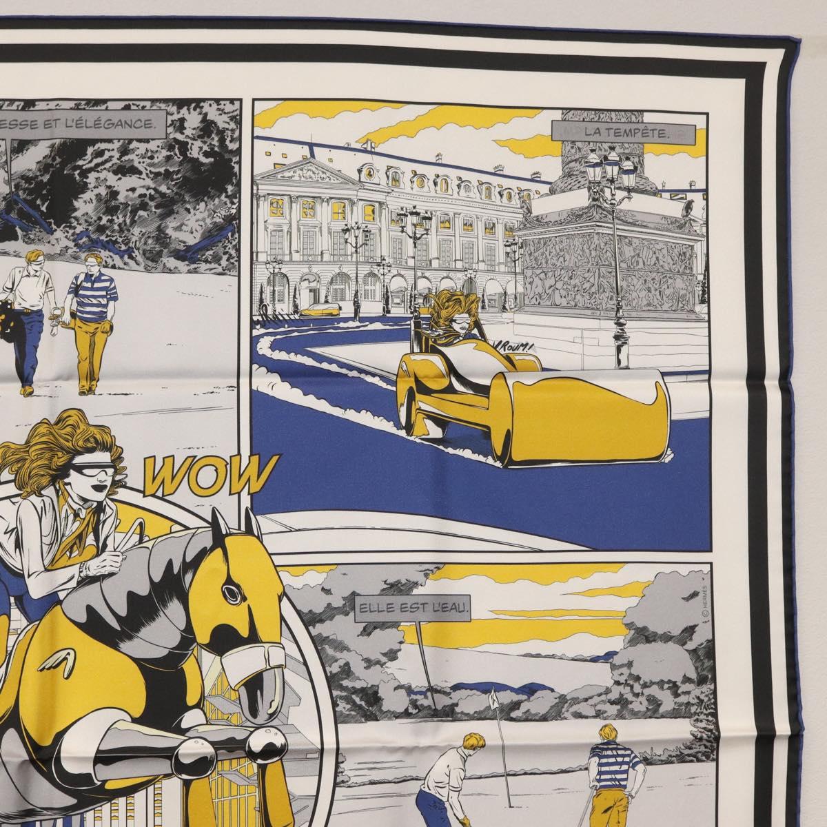 HERMES Carre 90 Scarf ""DOUBLE FACE WOW"" Silk Multicolor Auth am10818SAM