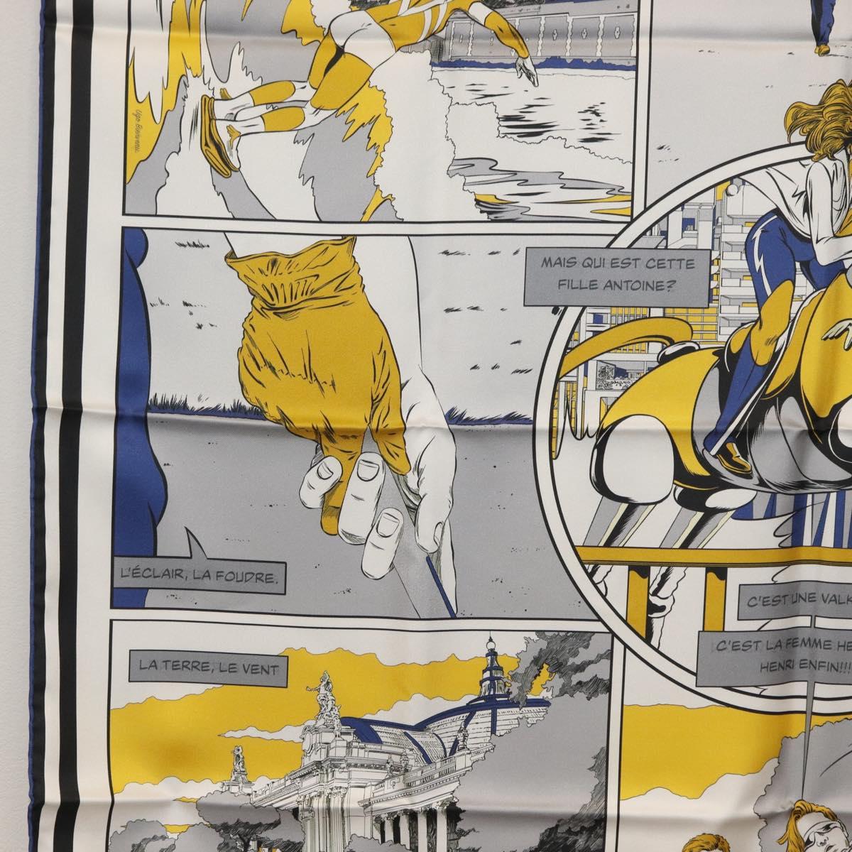 HERMES Carre 90 Scarf ""DOUBLE FACE WOW"" Silk Multicolor Auth am10818SAM