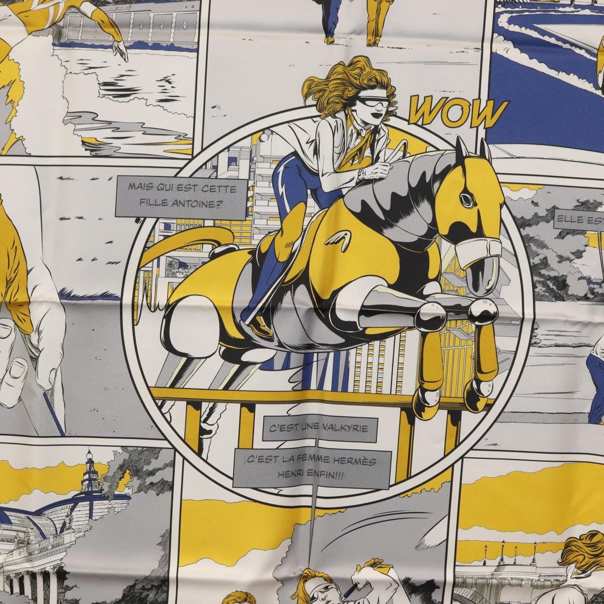 HERMES Carre 90 Scarf ""DOUBLE FACE WOW"" Silk Multicolor Auth am10818SAM