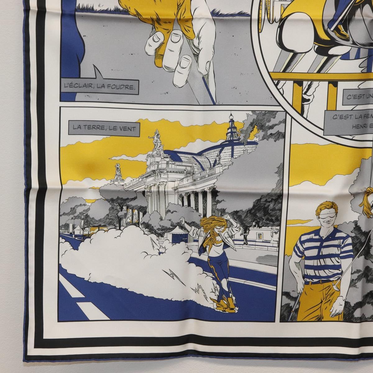 HERMES Carre 90 Scarf ""DOUBLE FACE WOW"" Silk Multicolor Auth am10818SAM