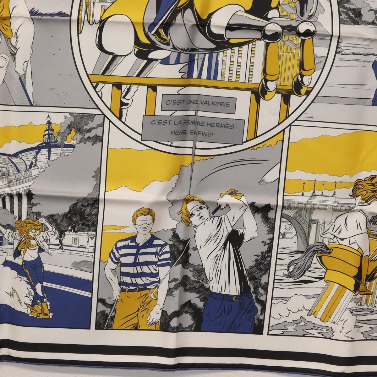 HERMES Carre 90 Scarf ""DOUBLE FACE WOW"" Silk Multicolor Auth am10818SAM