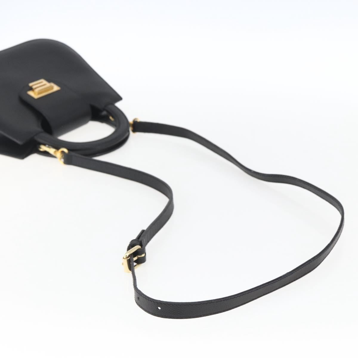 ETRO Hand Bag Leather 2way Black Gold Auth am10819V